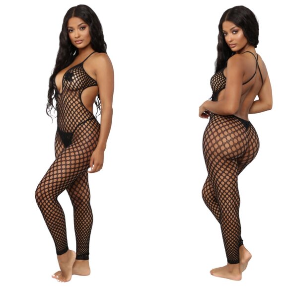 Leg Avenue Footless Fishnet Bodystocking Bodysuit BLACK One Size - Style: 89035 - Picture 2 of 2